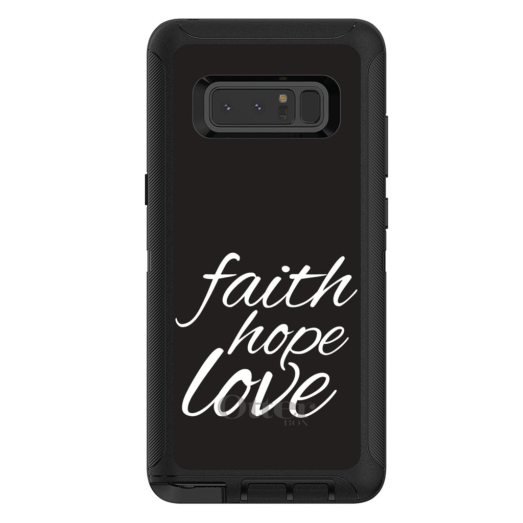 Faith / Hope / Love, Black & White OtterBox Defender Case for iPhone & Galaxy, view 17