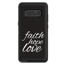 DistinctInk™ OtterBox Defender Series Case for Apple iPhone / Samsung Galaxy / Google Pixel - Faith / Hope / Love - Black & White
