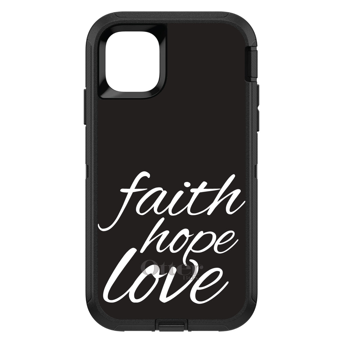 Faith / Hope / Love, Black & White OtterBox Defender Case for iPhone & Galaxy, view 2