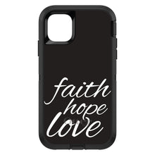 DistinctInk™ OtterBox Defender Series Case for Apple iPhone / Samsung Galaxy / Google Pixel - Faith / Hope / Love - Black & White