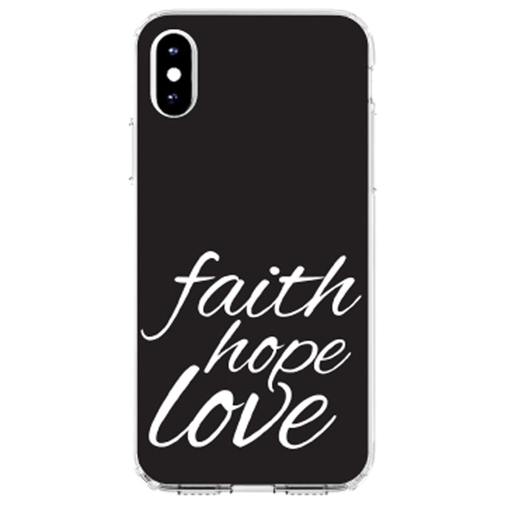 Faith / Hope / Love, Black & White Clear Shockproof iPhone Case, view 4