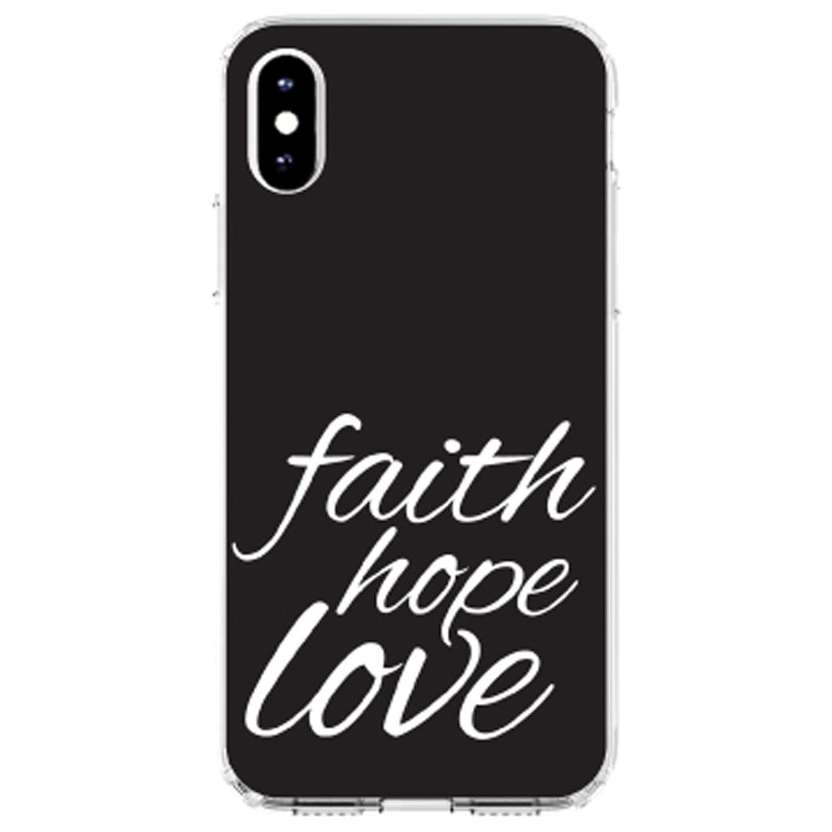 Faith / Hope / Love, Black & White Clear Shockproof iPhone Case, view 4