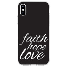 DistinctInk® Clear Shockproof Hybrid Case for Apple iPhone / Samsung Galaxy / Google Pixel - Faith / Hope / Love - Black & White