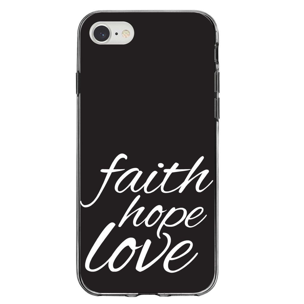 Faith / Hope / Love, Black & White Clear Shockproof iPhone Case, view 5