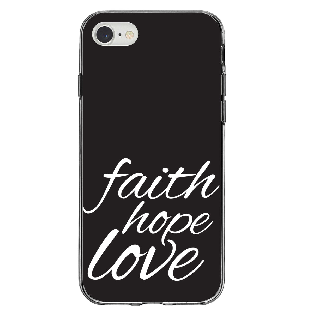 Faith / Hope / Love, Black & White Clear Shockproof iPhone Case, view 5