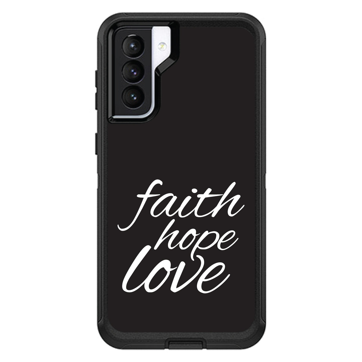Faith / Hope / Love, Black & White OtterBox Defender Case for iPhone & Galaxy, view 5