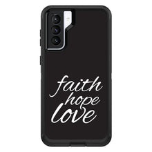 DistinctInk™ OtterBox Defender Series Case for Apple iPhone / Samsung Galaxy / Google Pixel - Faith / Hope / Love - Black & White