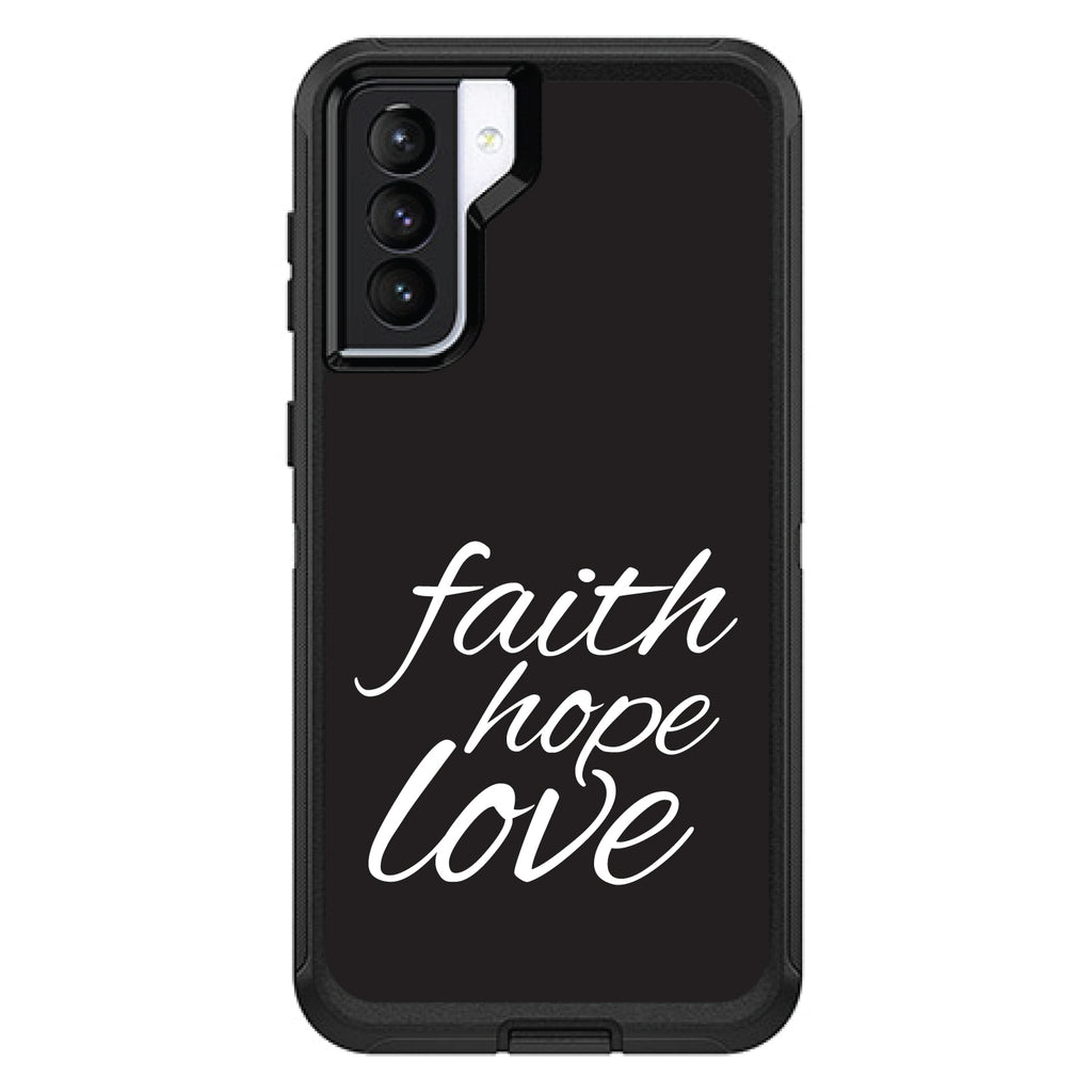 Faith / Hope / Love, Black & White OtterBox Defender Case for iPhone & Galaxy, view 6