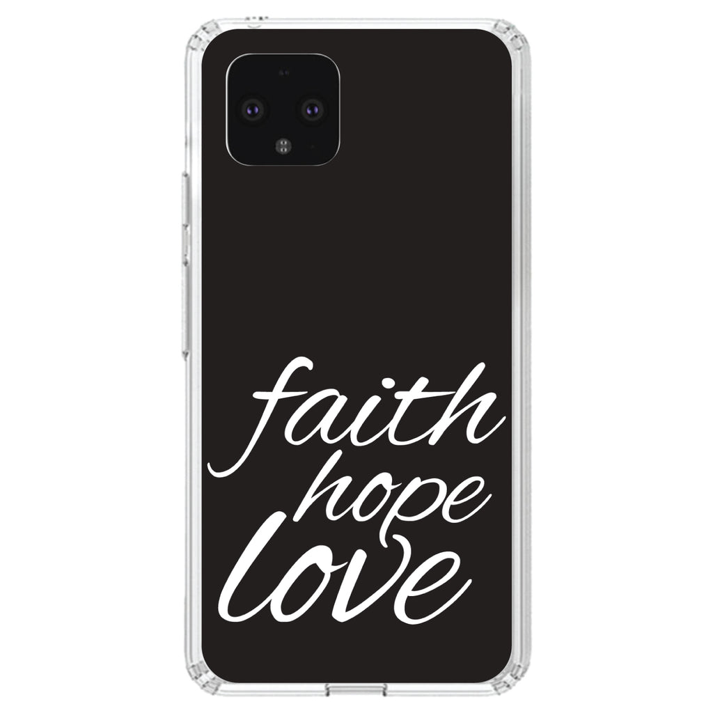 Faith / Hope / Love, Black & White Clear Shockproof iPhone Case, view 23