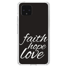 DistinctInk® Clear Shockproof Hybrid Case for Apple iPhone / Samsung Galaxy / Google Pixel - Faith / Hope / Love - Black & White