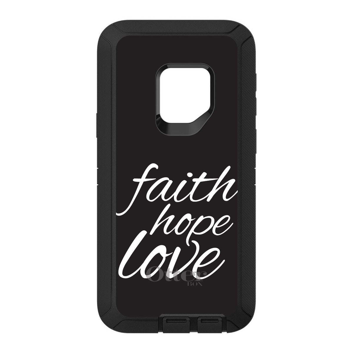 Faith / Hope / Love, Black & White OtterBox Defender Case for iPhone & Galaxy, view 11
