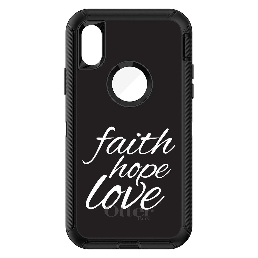 Faith / Hope / Love, Black & White OtterBox Defender Case for iPhone & Galaxy, view 3