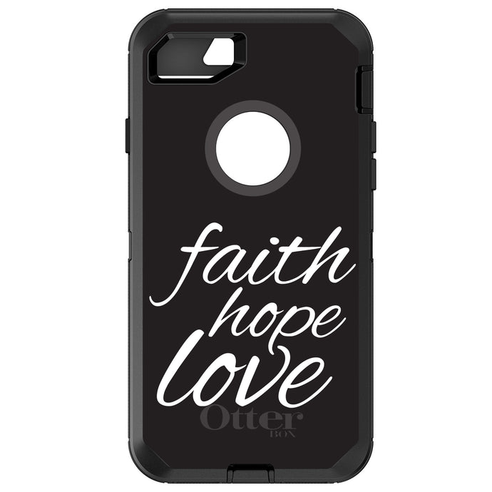 DistinctInk™ OtterBox Defender Series Case for Apple iPhone / Samsung Galaxy / Google Pixel - Faith / Hope / Love - Black & White