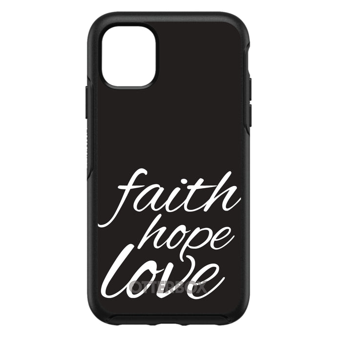 DistinctInk™ OtterBox Symmetry Series Case for Apple iPhone / Samsung Galaxy / Google Pixel - Faith / Hope / Love - Black & White