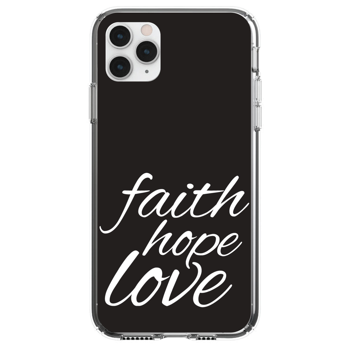 Faith / Hope / Love, Black & White Clear Shockproof iPhone Case