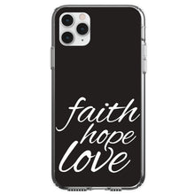 DistinctInk® Clear Shockproof Hybrid Case for Apple iPhone / Samsung Galaxy / Google Pixel - Faith / Hope / Love - Black & White