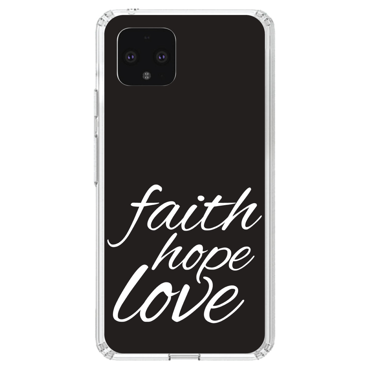 Faith / Hope / Love, Black & White Clear Shockproof iPhone Case, view 24