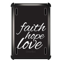 DistinctInk™ OtterBox Defender Series Case for Apple iPad / iPad Pro / iPad Air / iPad Mini - Faith / Hope / Love - Black & White