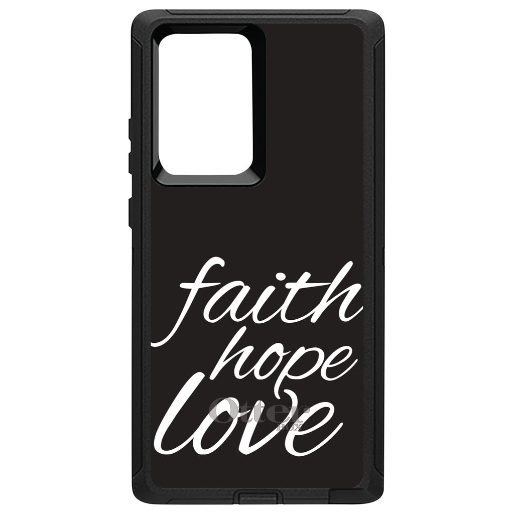 Faith / Hope / Love, Black & White OtterBox Defender Case for iPhone & Galaxy, view 13