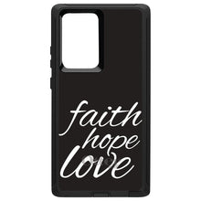 DistinctInk™ OtterBox Defender Series Case for Apple iPhone / Samsung Galaxy / Google Pixel - Faith / Hope / Love - Black & White