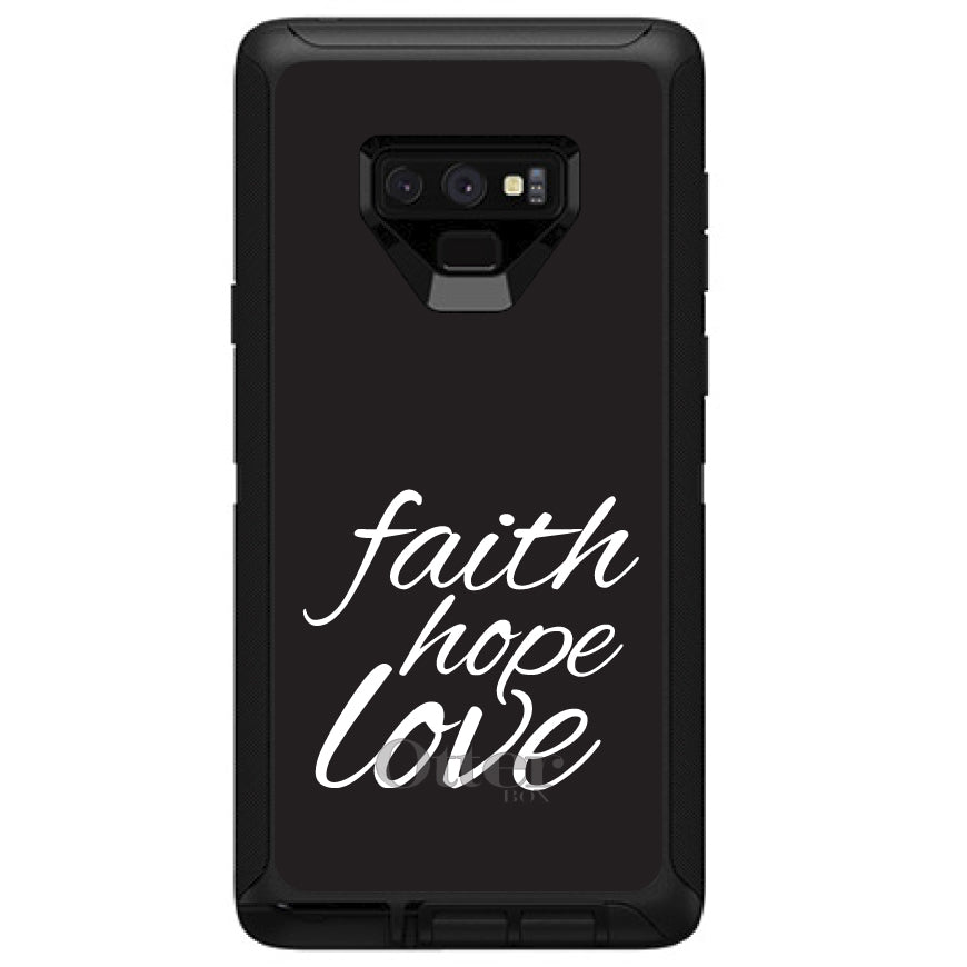 Faith / Hope / Love, Black & White OtterBox Defender Case for iPhone & Galaxy, view 16