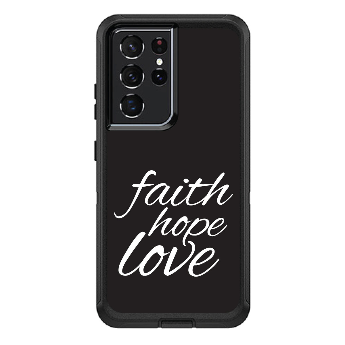 Faith / Hope / Love, Black & White OtterBox Defender Case for iPhone & Galaxy, view 7