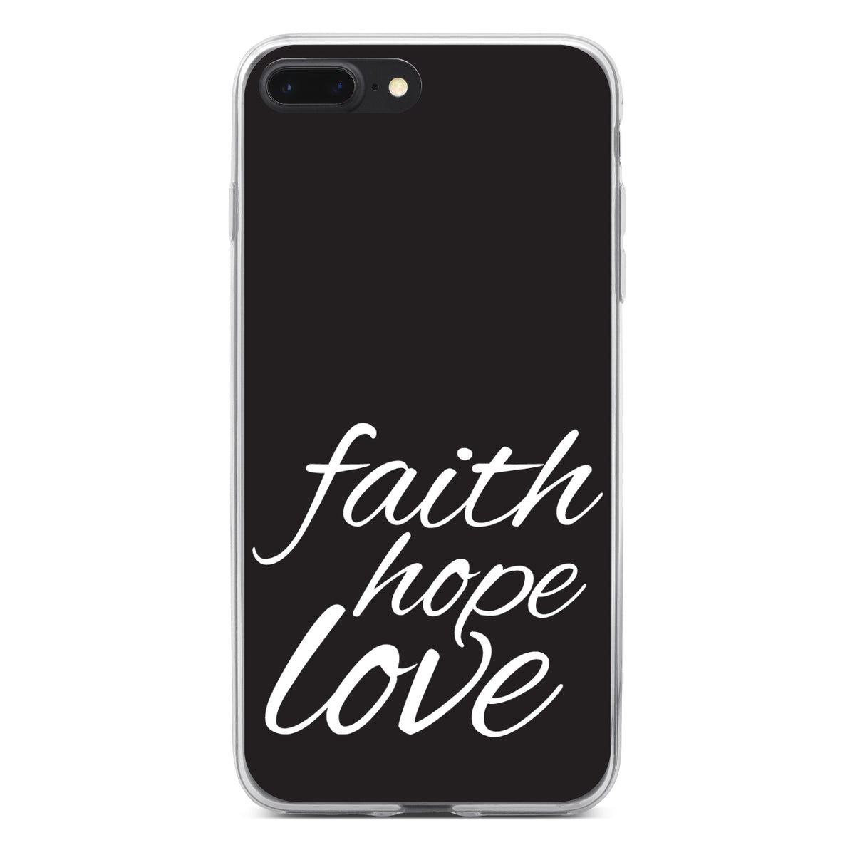 Faith / Hope / Love, Black & White Clear Shockproof iPhone Case, view 6