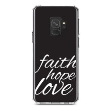 DistinctInk® Clear Shockproof Hybrid Case for Apple iPhone / Samsung Galaxy / Google Pixel - Faith / Hope / Love - Black & White