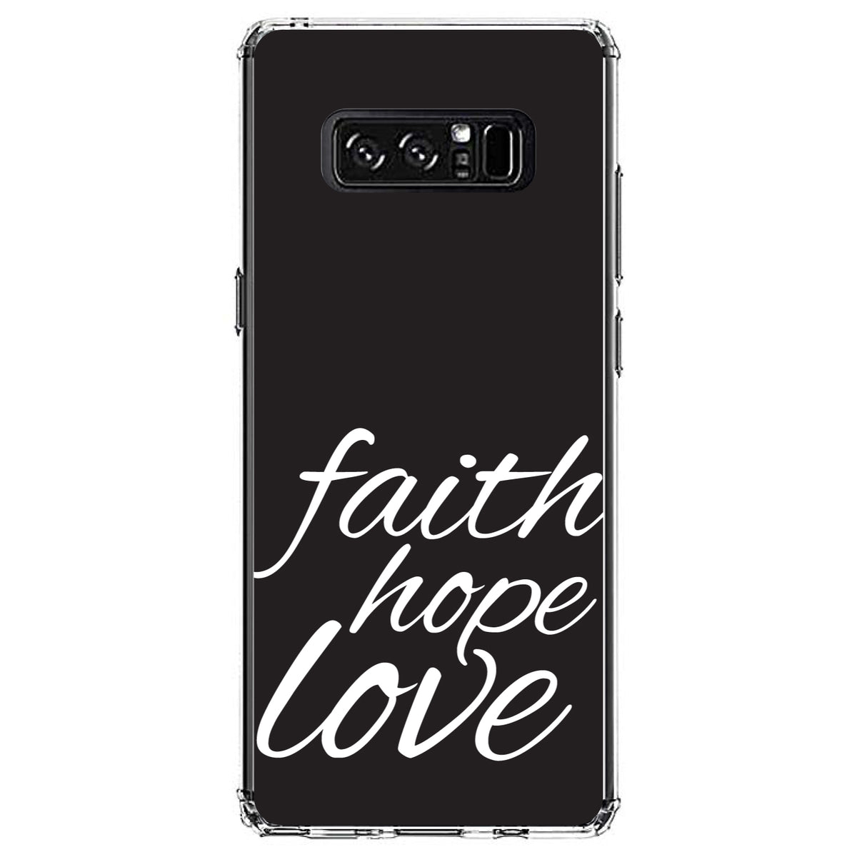 Faith / Hope / Love, Black & White Clear Shockproof iPhone Case, view 12