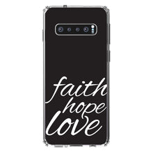 DistinctInk® Clear Shockproof Hybrid Case for Apple iPhone / Samsung Galaxy / Google Pixel - Faith / Hope / Love - Black & White