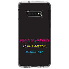 DistinctInk® Clear Shockproof Hybrid Case for Apple iPhone / Samsung Galaxy / Google Pixel - Matthew 9:29 - Because of Your Faith, It Will Happen