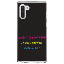 DistinctInk® Clear Shockproof Hybrid Case for Apple iPhone / Samsung Galaxy / Google Pixel - Matthew 9:29 - Because of Your Faith, It Will Happen