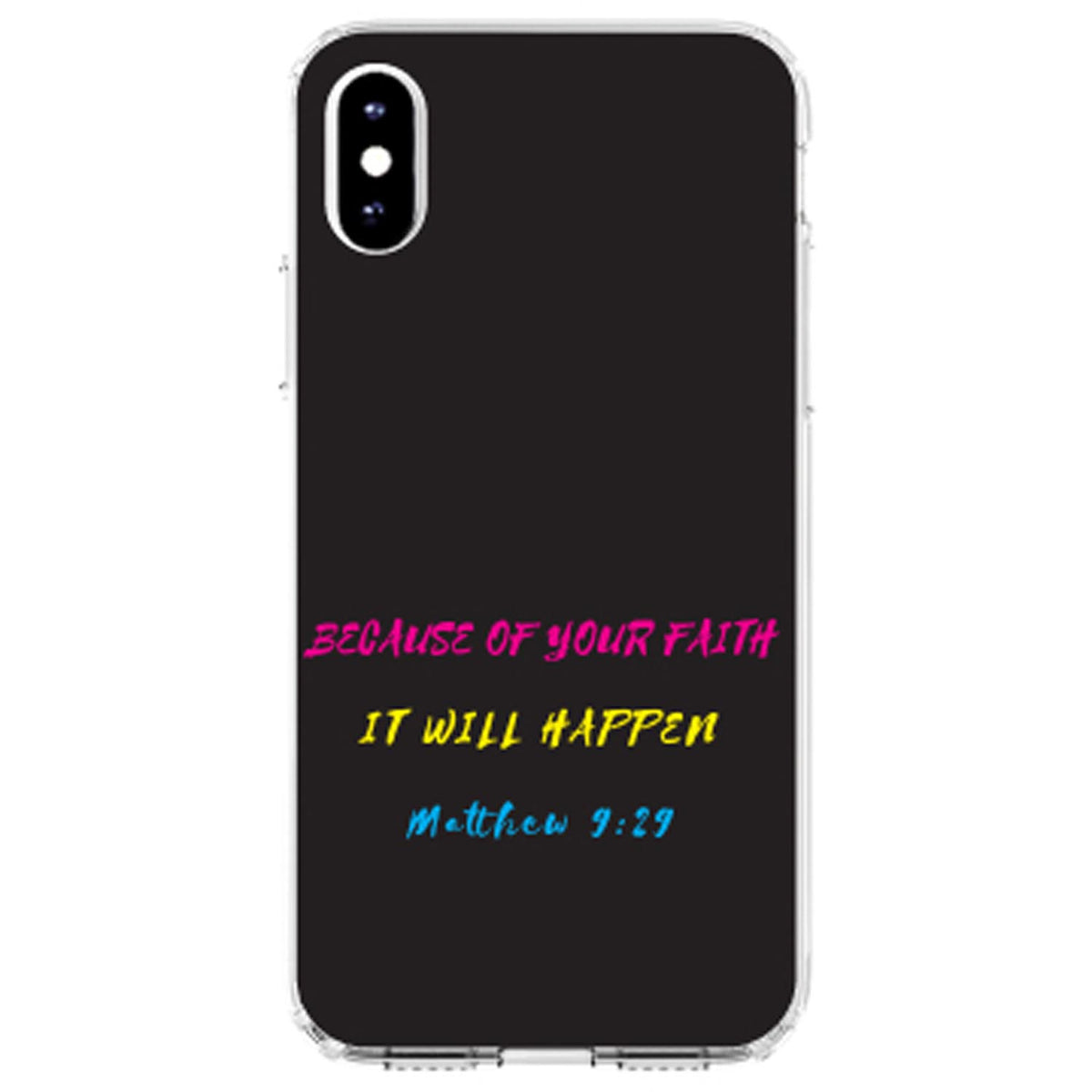 Matthew 9:29, Because of Your Faith, It Will Happen Clear Shockproof iPhone Case, view 4