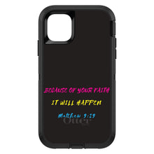 DistinctInk™ OtterBox Defender Series Case for Apple iPhone / Samsung Galaxy / Google Pixel - Matthew 9:29 - Because of Your Faith, It Will Happen