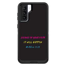 DistinctInk™ OtterBox Defender Series Case for Apple iPhone / Samsung Galaxy / Google Pixel - Matthew 9:29 - Because of Your Faith, It Will Happen