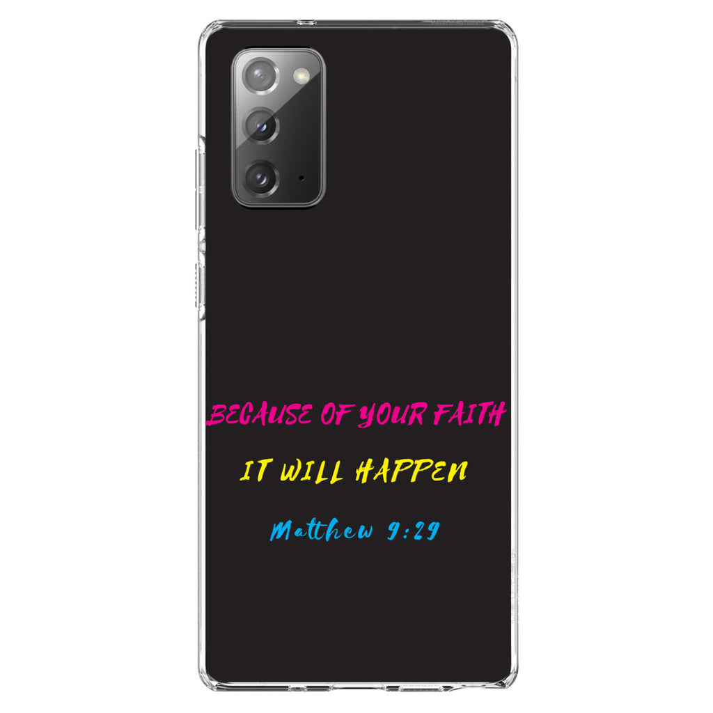 Matthew 9:29, Because of Your Faith, It Will Happen Clear Shockproof iPhone Case, view 7