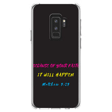 DistinctInk® Clear Shockproof Hybrid Case for Apple iPhone / Samsung Galaxy / Google Pixel - Matthew 9:29 - Because of Your Faith, It Will Happen