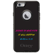 DistinctInk™ OtterBox Defender Series Case for Apple iPhone / Samsung Galaxy / Google Pixel - Matthew 9:29 - Because of Your Faith, It Will Happen