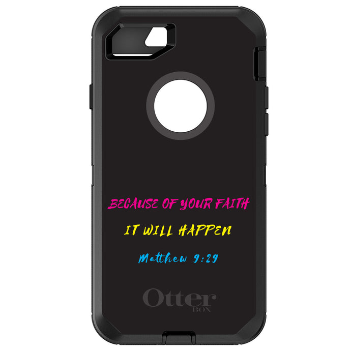 DistinctInk™ OtterBox Defender Series Case for Apple iPhone / Samsung Galaxy / Google Pixel - Matthew 9:29 - Because of Your Faith, It Will Happen