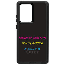 DistinctInk™ OtterBox Defender Series Case for Apple iPhone / Samsung Galaxy / Google Pixel - Matthew 9:29 - Because of Your Faith, It Will Happen