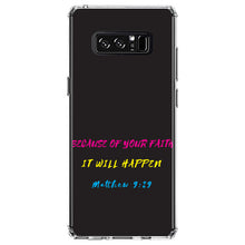 DistinctInk® Clear Shockproof Hybrid Case for Apple iPhone / Samsung Galaxy / Google Pixel - Matthew 9:29 - Because of Your Faith, It Will Happen