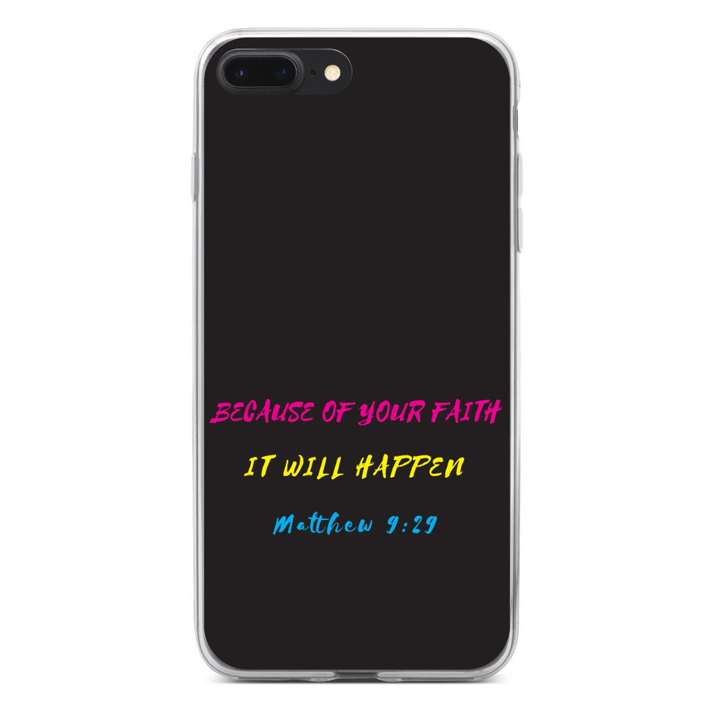 Matthew 9:29, Because of Your Faith, It Will Happen Clear Shockproof iPhone Case, view 6