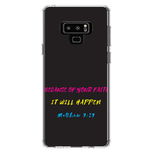 DistinctInk® Clear Shockproof Hybrid Case for Apple iPhone / Samsung Galaxy / Google Pixel - Matthew 9:29 - Because of Your Faith, It Will Happen