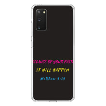 DistinctInk® Clear Shockproof Hybrid Case for Apple iPhone / Samsung Galaxy / Google Pixel - Matthew 9:29 - Because of Your Faith, It Will Happen
