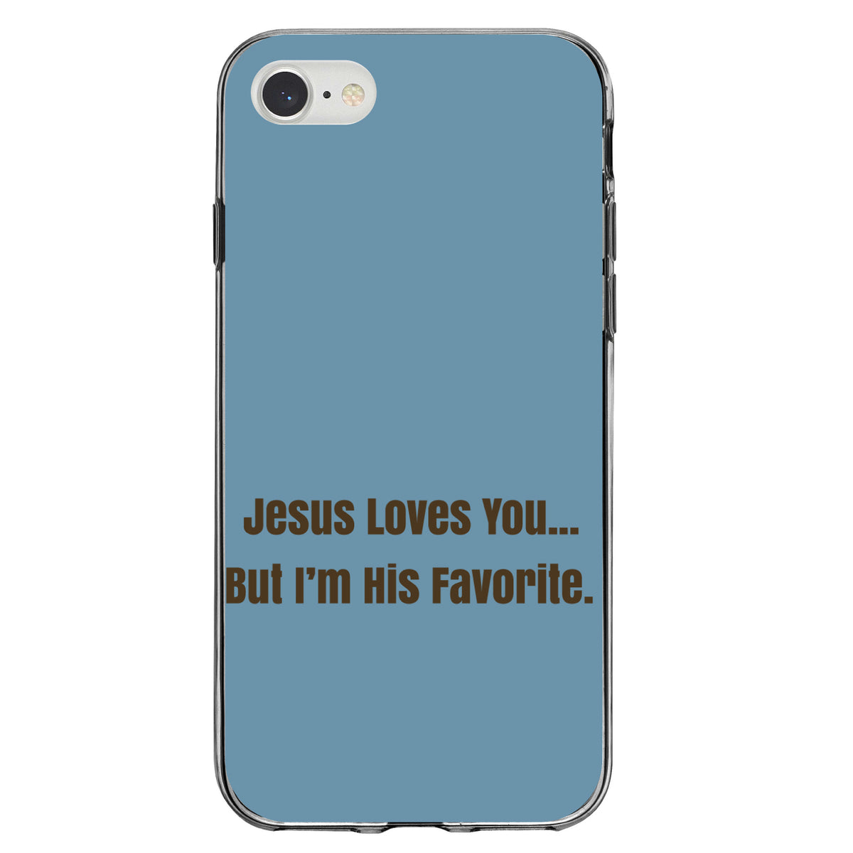 Jesus Loves You... But I'm His Favorite Clear Shockproof iPhone Case, view 5