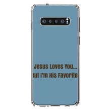 DistinctInk® Clear Shockproof Hybrid Case for Apple iPhone / Samsung Galaxy / Google Pixel - Jesus Loves You… But I'm His Favorite