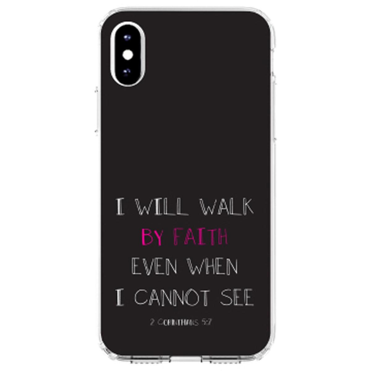 2 Corinthians 5:7, I Will Walk By Faith Even When I Cannot See Clear Shockproof iPhone Case, view 2