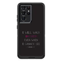 DistinctInk™ OtterBox Defender Series Case for Apple iPhone / Samsung Galaxy / Google Pixel - 2 Corinthians 5:7 - I Will Walk By Faith Even When I Cannot See