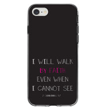 DistinctInk® Clear Shockproof Hybrid Case for Apple iPhone / Samsung Galaxy / Google Pixel - 2 Corinthians 5:7 - I Will Walk By Faith Even When I Cannot See