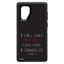 DistinctInk™ OtterBox Defender Series Case for Apple iPhone / Samsung Galaxy / Google Pixel - 2 Corinthians 5:7 - I Will Walk By Faith Even When I Cannot See
